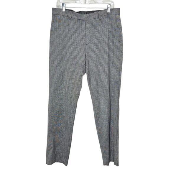 Plaid Slim Fit Dress Pants Size 33x32 Academia Preppy Money Classic Minimalist - Picture 1 of 6